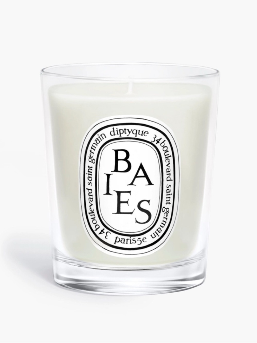diptyque White Glass Baies Scented Candle